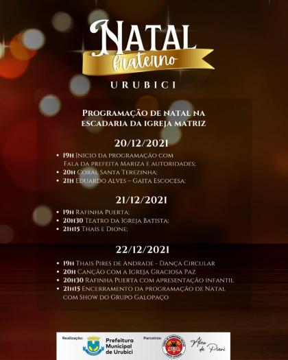 Prefeitura de Urubici convida toda comunidade para o Natal Fraterno 2021