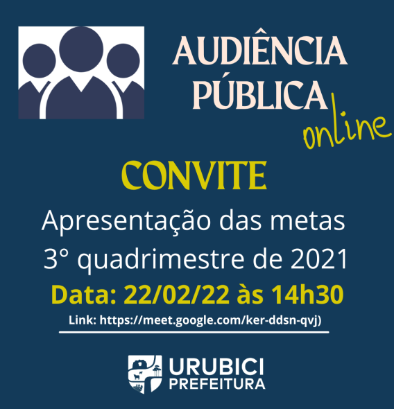 Prefeitura Municipal de Urubici | Convite Audiência Pública Online
