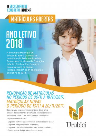 Matrículas Abertas para 2018