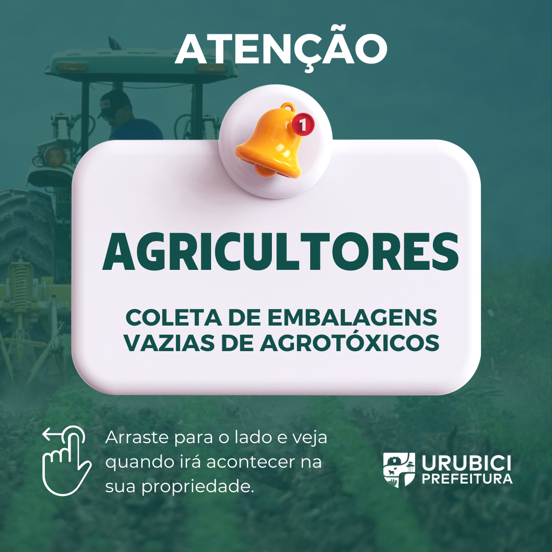 Prefeitura de Urubici | Coleta de embalagens vazias de agrotóxicos 20 e 27 de junho Prefeitura de Urubici | Coleta de embalagens vazias de agrotóxicos 20 e 27 de junho