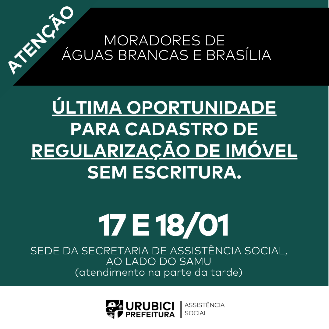 ÚLTIMA OPORTUNIDADE PARA REGULARIZAÇÃO DE IMÓVEL ÚLTIMA OPORTUNIDADE PARA REGULARIZAÇÃO DE IMÓVEL