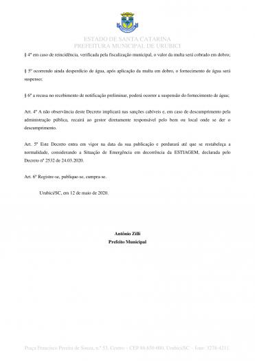 DECRETO Nº 2554/2020 - PROÍBE O DESPERDÍCIO DE ÁGUA DECRETO Nº 2554/2020 - PROÍBE O DESPERDÍCIO DE ÁGUA