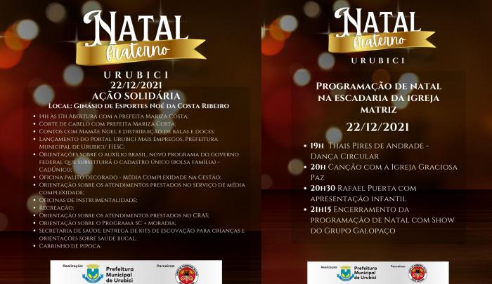 Prefeitura Municipal de Urubici | Confira a programação do último dia do Natal Fraterno 2021 em Urubici